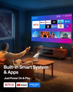 SnelShoppen - Draagbare Projector met Ingebouwde Netflix-app, Native 1080P HDR10, 4K Ondersteuning, USB-C Aangedreven, TOF Auto Focus, Dolby Audio - P — thumbnail 5