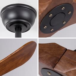 MODENUIT Plafondventilator – 107 cm – 3 Houten Bladen – Metaal en Hout – Zwart en Donker Walnoot — thumbnail 2
