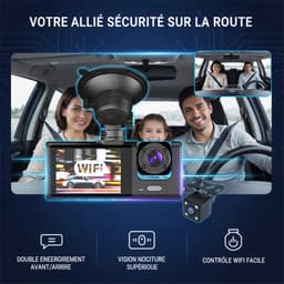 SnelShoppen - Dashcam 3 camera's 1080P Full HD | Maximale veiligheid 360° zonder dode hoek, nachtzicht, parkeerbewaking, wifi, bewegingsdetectie, idea — thumbnail 5