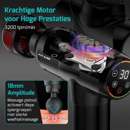 SnelShoppen - Massage Gun met Warmte- en Koudefunctie, 20 Instelbare Niveaus, Massagepistool voor Diepe Weefselmassage, 8 Opzetstukken - Schouders, Ru — thumbnail 3