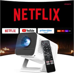 SnelShoppen - Mini Beamer 1080P met WiFi 6 en Bluetooth 5.4 - Gecertificeerd voor Netflix en Android 13 - Auto Keystone en 4K Ondersteuning - Ingebouw — thumbnail 1
