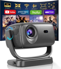 SnelShoppen - Beamer 4K Thuisbioscoop Projector met Elektrische Focus, 180° Draaien, 26.000 Lux, Wifi 6, Bluetooth, Native 1080p, Trapeziumcorrectie v — thumbnail 1