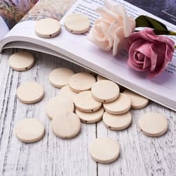Set van 50 platte ronde houten kralen van 25 x 5 mm in natuurlijke, onafgewerkte staat voor creatieve knutselprojecten en sieraden maken — thumbnail 2