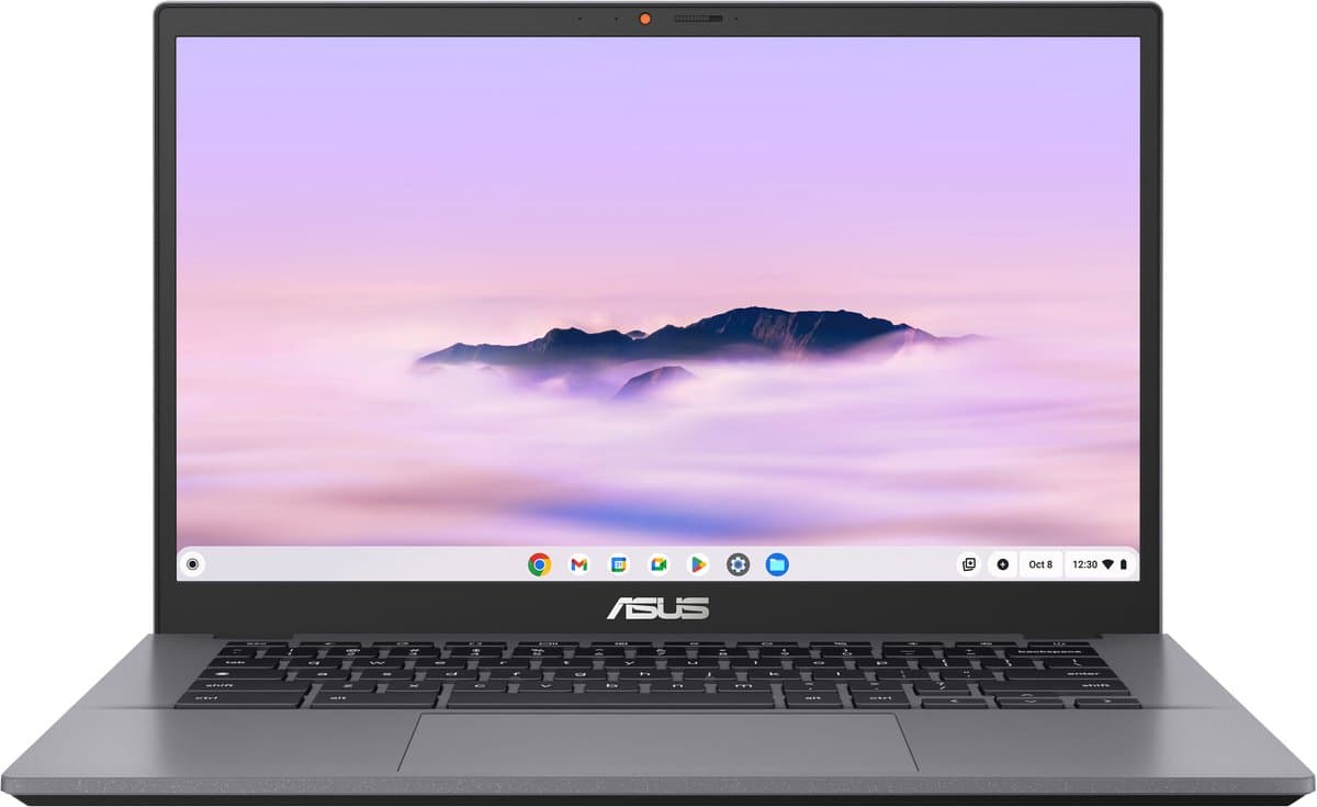 ASUS Chromebook Plus CX34 CB3402CVA-MW1632 Intel Core 3 100U 35,6 cm (14") Touchscreen Full HD 8 GB LPDDR5-SDRAM 128 GB UFS Wi-Fi 6E (802.11ax) ChromeOS US International Grijs — afbeelding 1