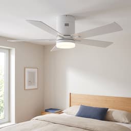 Plafondventilator met lamp - Diameter 106.6 cm - 6 snelheden & 3 kleuren - omkeerbare motor en stil - modern - Wit — thumbnail 1