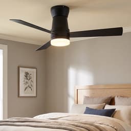Plafondventilator met lamp - Diameter 106.6 cm - 3 kleurtemperaturen en 6 stille snelheden - omkeerbare motor - modern - Zwart — thumbnail 1