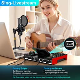 Podcast Microfoon Set met 6-Kanaals Audio Mixer – Condensatormicrofoon – Noise Reduction – Voice Changer — thumbnail 3