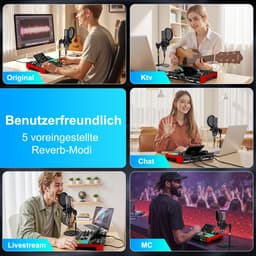 Podcast Microfoon Set met 6-Kanaals Audio Mixer – Condensatormicrofoon – Noise Reduction – Voice Changer — thumbnail 2