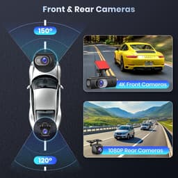 SnelShoppen - Hodozzy Dashcam Voor En Achter Auto, Dual Front En Binnenruimte Autocamera, FHD 1080p, 64G Kaart, 3,16 Inch IPS-Scherm, G-sensor, Parkee — thumbnail 5