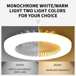 Plafondventilator met Verlichting - Ventilatorlamp Kamerventilator - Ruimte Koelen - Stille Werking - 25 cm diameter - Wit — thumbnail 3