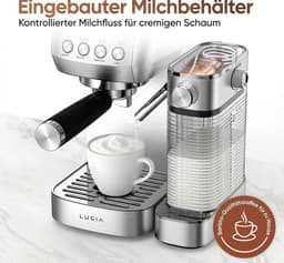 Espressomachine - Koffiezetapparaat Pistonmachine - Thuis Barista Koffie - Automatische Melkopschuimer - 33D x 352B x 205H cm - RVS — thumbnail 2
