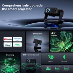 Beamer, compatibel met Netflix 1080P, WiFi6 en Bluetooth | Retroprojector Focus elektrisch / trapeziumcorrectie, compatibel met 100.000 apps, thuisbioscoop/outdoor — thumbnail 4