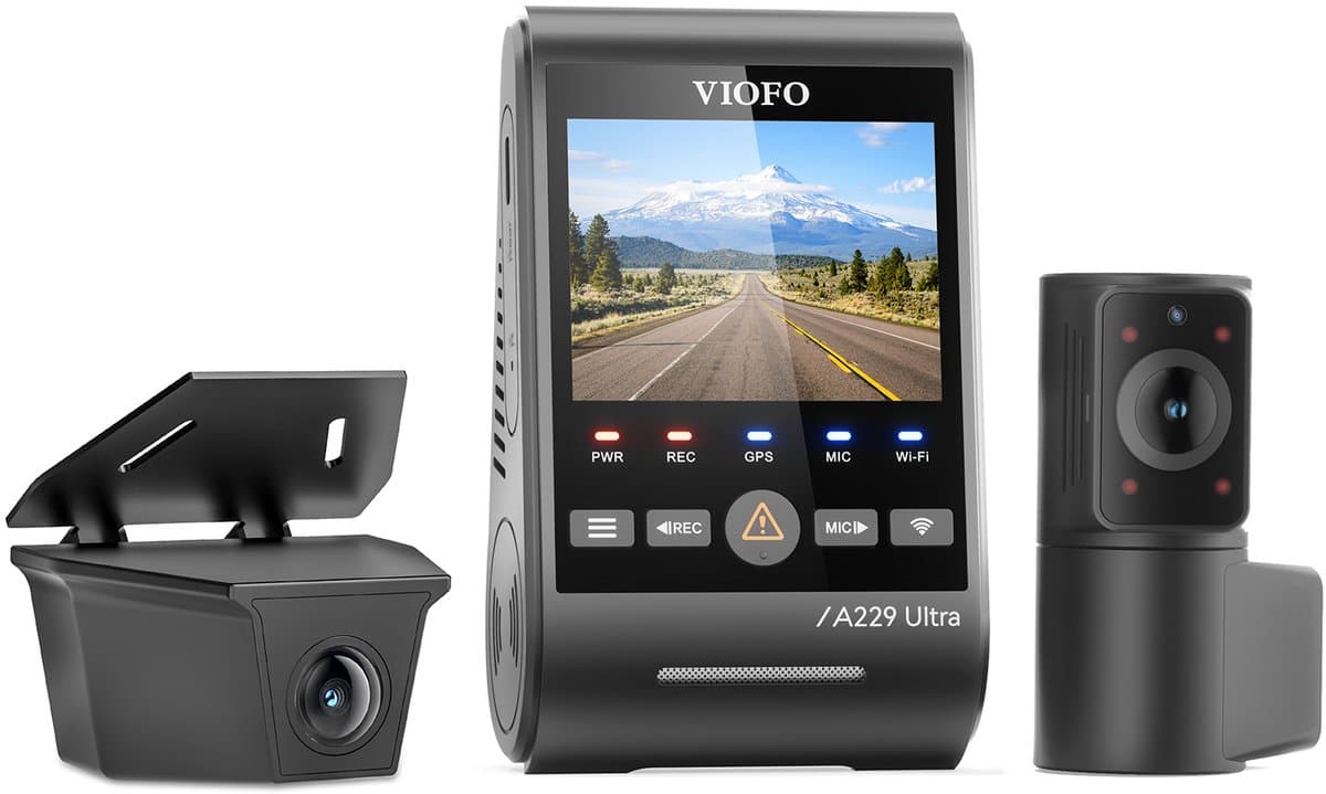 VIOFO A229 Ultra-W 3CH - Dashcam - 4K Voor- & Achtercamera - Waterdichte Achtercamera - Sony STARVIS 2 - Interieurcamera met 210° Kijkhoek — afbeelding 1