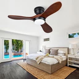 36 inch Ventilator - 3 CCT Verlichting - Afstandsbediening - 6 Snelheden - 3 Massief Houten Bladen - Omkeerbare Rotatie — thumbnail 2