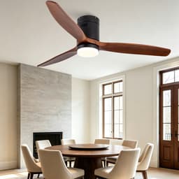 Plafondventilator 52 inch - met ingebouwde verlichting - dimbaar - met afstandsbediening - omkeerbare DC-motor - massief houten stang en drie bladen — thumbnail 5