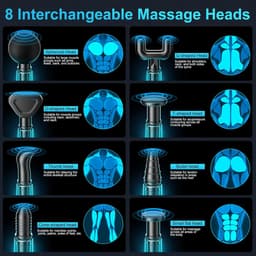 Massagepistool - Percussiemassager Draagbaar - Spierherstel Ontspanning - 99 Snelheden 8 Koppen - 770 g - Grijs — thumbnail 5