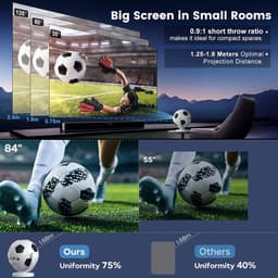 [Voetbalprojector] mini-beamer, smart projector met wifi 6 en Bluetooth 5.4, Android 14, 180° draaibaar, autokeystone. Draagbare projector compatibel met HDMI/tv-stick/laptop — thumbnail 2