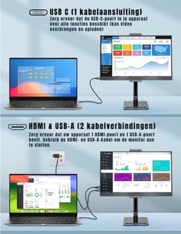 KAD® Portable Monitor - 15.6 Inch - Draagbare Monitor - Draagbaar Scherm - Zwart - 1cm x 36cm x 22cm — thumbnail 2