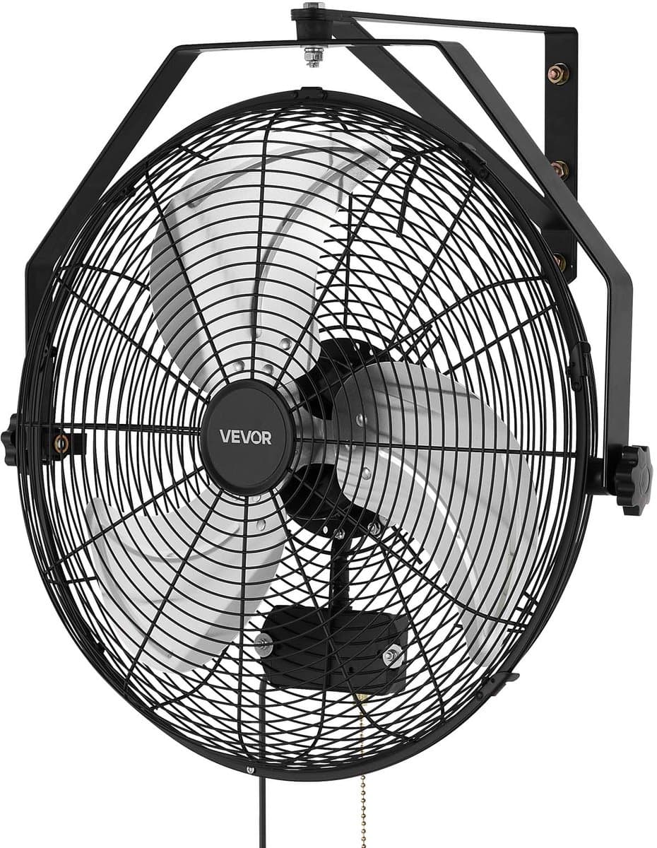 VEVOR 80W Industriële Wandventilator 56,5 cm, 6,4 m/s Oscillerende Wandventilator met 3 Snelheden, IP44 Waterdicht, Commerciële Industriële Ventilator voor Werkplaats, Garage, Magazijn, Sportschool, Zwart — afbeelding 1