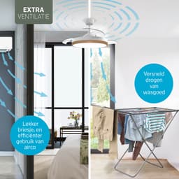 Varin® Smart Plafondventilator met LED verlichting RGBW - Wit/Lichthout - Tuya Wifi - Ø 50cm/108cm - Super stil - Smart lamp - Plafondlamp slaapkamer - Plafonniere woonkamer - Plafondlampen - Plafond lamp bamboe - Verlichting kinderkamer - Ventilator — thumbnail 4