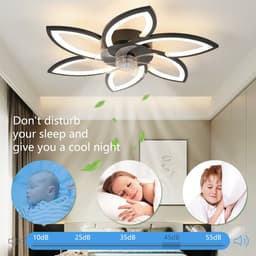 Riserva Plafondventilator met LED Verlichting Zwart - 85W - 9562lm - 3000-6500K - Dimbaar - Moderne Ventilatorlamp — thumbnail 5