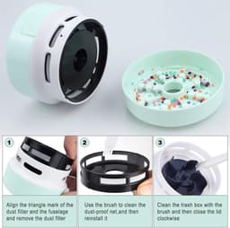 Mini Handheld Tafelstofzuiger Groen, Bureauaccessoire voor Diamant Nail Art Gereedschap, Compact Stofzuiger voor Nagelpoeder en Bureaustof，Batterij — thumbnail 4
