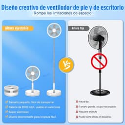 Ventilator Draagbaar – 8000mAh Accu – Stil 12-22 dB – Opvouwbaar, Oscillerend & Met Afstandsbediening — thumbnail 4