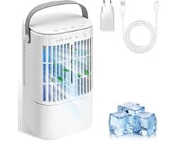 Mobiele luchtkoeler 4-in-1 met 900 ml watertank – 3 standen, timer en LED verlichting