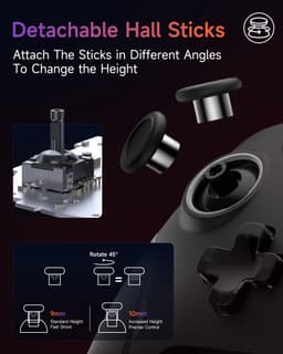 EasySMX X20 Draadloze Controller voor Nintendo Switch, & PC - Hall Effect Joysticks - Programmeerbare Rugknoppen - Zwart — thumbnail 5
