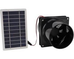 Afzuigventilator op Zonne-energie - Zonnepaneel Ventilator - Efficiënte Koeling - 10W Vermogen - 19 x 13 x 13 cm - Zwart