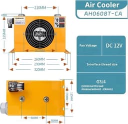 Hydraulische Oliekoeler - Luchtgekoelde Radiator - Motor Koeling - Efficiënte Ventilator - 60L/min Debiet - Oranje — thumbnail 3