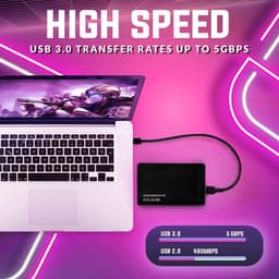Externe Harde Schijf - Draagbare Opslag - Data Back-up - Ultradun Ontwerp - 2TB Capaciteit - Zwart — thumbnail 2