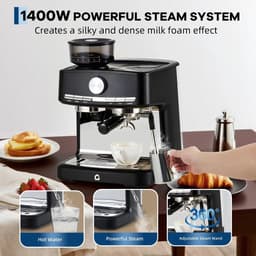 RosaBloom Koffiezetapparaat - Espressomachine - Pistonmachine - Koffiemachine - Geïntegreerde koffiemaler - 15 bar pomp - 1.5L watertank — thumbnail 3
