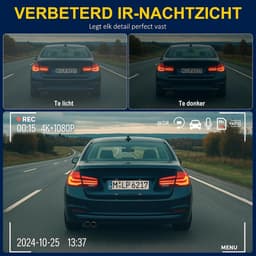 Dashcam - Zwart - 4K Voorkamera - 1080P Achtercamera - Voor Auto's — thumbnail 4