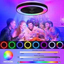 Plafondventilator met Verlichting – Dimbaar RGB LED – Stille DC Motor – Afstandsbediening – 50 cm — thumbnail 1