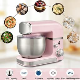 Elektrische Mixer - Keukenmachine - Thuis Bakken - 6 Snelheden - 3.5L Kom - Roze — thumbnail 5