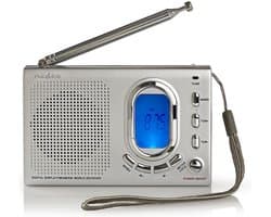 Nedis Wereldradio - Draagbaar Model - AM / FM / SW - Batterij Gevoed / Netvoeding - Digitaal - 1.5 W - Koptelefoonoutput - Wekkerfunctie - Slaaptimer - Grijs