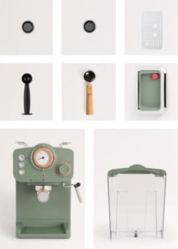 Cappuccino Koffiezetapparaat - Express koffiezetapparaat saliegroen en hout/gemalen koffie en ESE pads, halfautomatische koffiemachine met 15 bar drukpomp en vermogen 1100W — thumbnail 2
