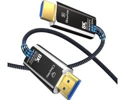 MMOBIEL HDMI 8K Glasvezelkabel 15m - 48Gbps Ultra Hoge Snelheid - 8K@60Hz, 4K@120Hz, Dynamic HDR, ARC/eARC, HDMI 2.1, HDCP 2.2/2.3 - Compatibel met PS5/4, Xbox One, Laptop, Blu-ray, TV etc. - Zwart