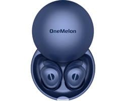 OneMelon Drops - draadloze oordopjes - kleine oordopjes - donkerblauw - bluetooth 5.3 oortjes o.a. voor slapen - ANC en Transparency mode - ENC microfoon - touch bediening - usb-c - draadloos opladen - slaapoordopjes