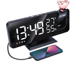 DistinQ Wekkerradio met Projectie en USB - Projectiewekker  - Weerstation temperatuur aanduiding - Snooze-functie