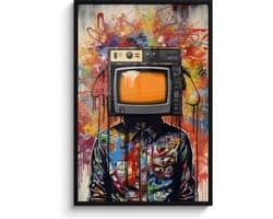 Fotolijst incl. Poster - Televisie - Graffiti - Mens - Kleuren - 80x120 cm - Posterlijst