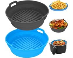 Siliconen vorm voor heteluchtfriteuse, opvouwbare airfryer-accessoires, 21,5 cm, anti-aanbak en herbruikbaar, 2 stuks siliconen vorm, heteluchtfriteuse accessoires voor magnetron en oven
