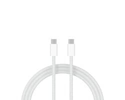 ShieldCase USB-C naar USB-C kabel geschikt voor iPhone, Samsung, iPad & meer geschikt - Snellader & Datasynchronisatie - 1 Meter USB-C oplaadkabel - Stevig gevlochten nylon materiaal (wit)
