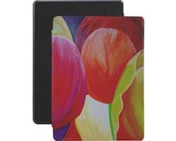 Lunso - Geschikt voor Kobo Aura H20 Edition 1 hoes (6.8 inch) - Vegan Saffiano Leren sleep cover - Tulpen - (niet voor de Kobo Aura edition 1)
