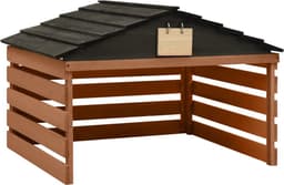 vidaXL - Overkapping - voor - grasmaaier - 78x74x54 - cm - vurenhout - zwart - bruin — thumbnail 1