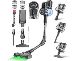 Draadloze stofzuiger 4-in-1 met sterke zuigkracht - 60 minuten accuduur, 7-traps filtratie