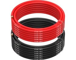 MMOBIEL 10 AWG Siliconen Elektrische Draad - 10 Gauge (5,26mm²) Vertinde Koperkabel - 2 Aparte Draden Rood & Zwart Elk 5 m voor RC, Drones, 3D Printers, Batterijen, Luidsprekerdraden, Led Strips