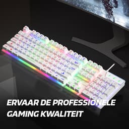 DINTO® Gaming Toetsenbord - Gaming keyboard - Led RGB - QWERTY - Wit — thumbnail 4
