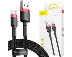 Baseus Gewoven USB-C Fast Charge Kabel 1 Meter Zwart Rood